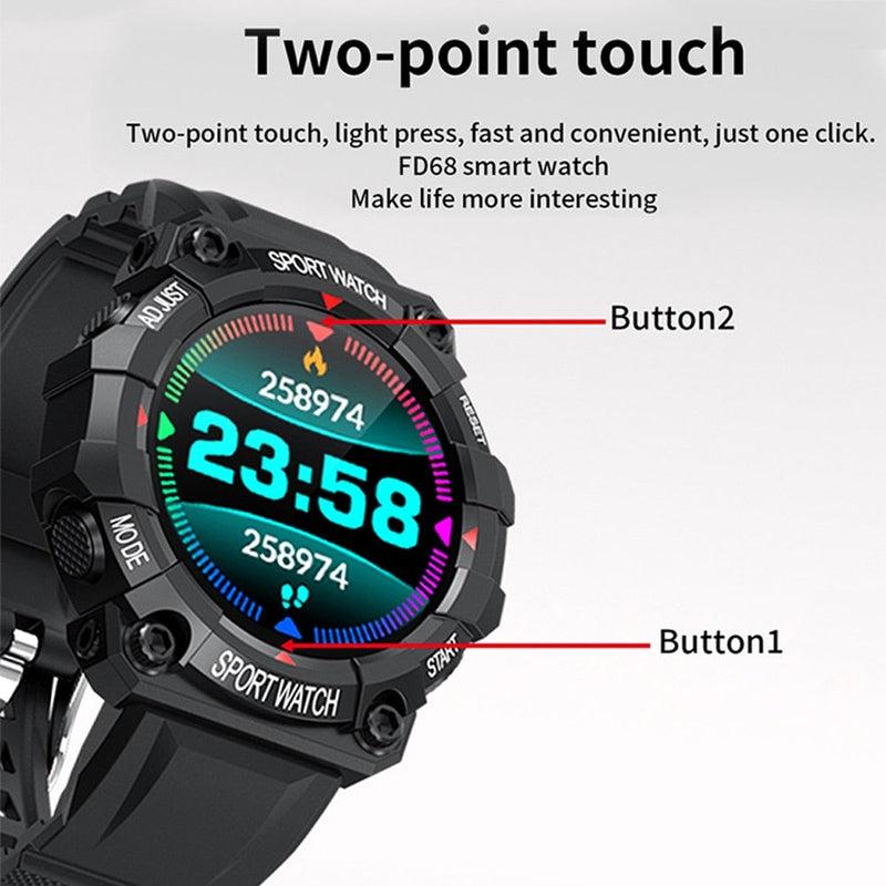 Heart Rate Blood Pressure Monitor Smartwatch IP67 Waterproof Sports Watches For Android iOS - Fitness Tracker with HD Touch Screen, Long Battery Life & Multilingual Support